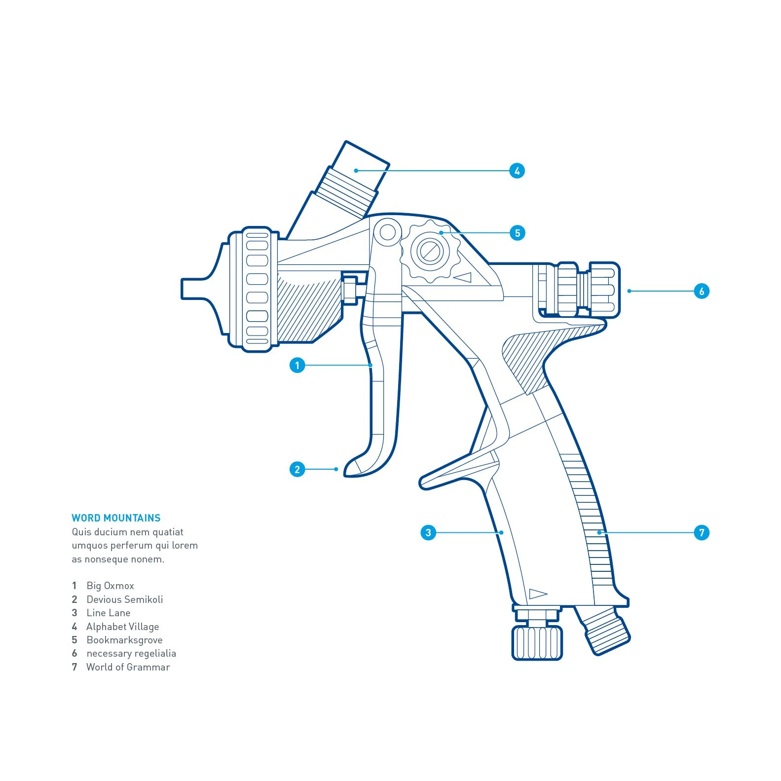 Numbers on spray gun graphic for infographics